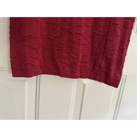 PERUVIAN CONNECTION Pima Cotton Knit Bodycon Textured Red Dress XS Boho Stretch - Picture 7 of 12